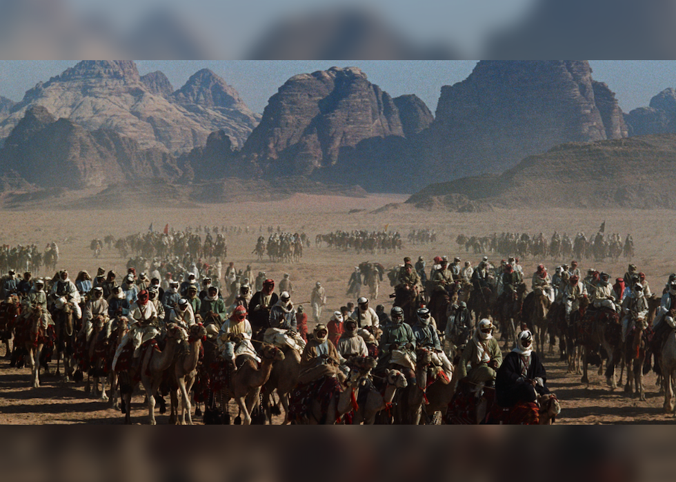 Camel caravan across Arabian desert