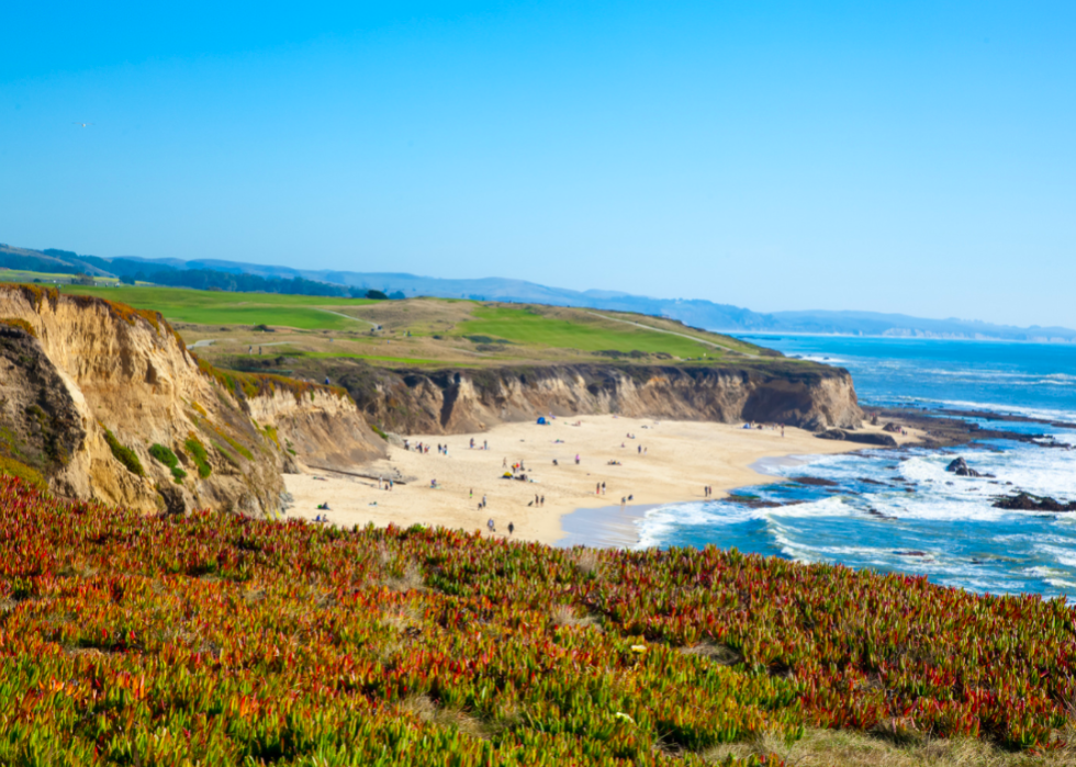 The beach and seaside cliffs in Half Moon Bay, California