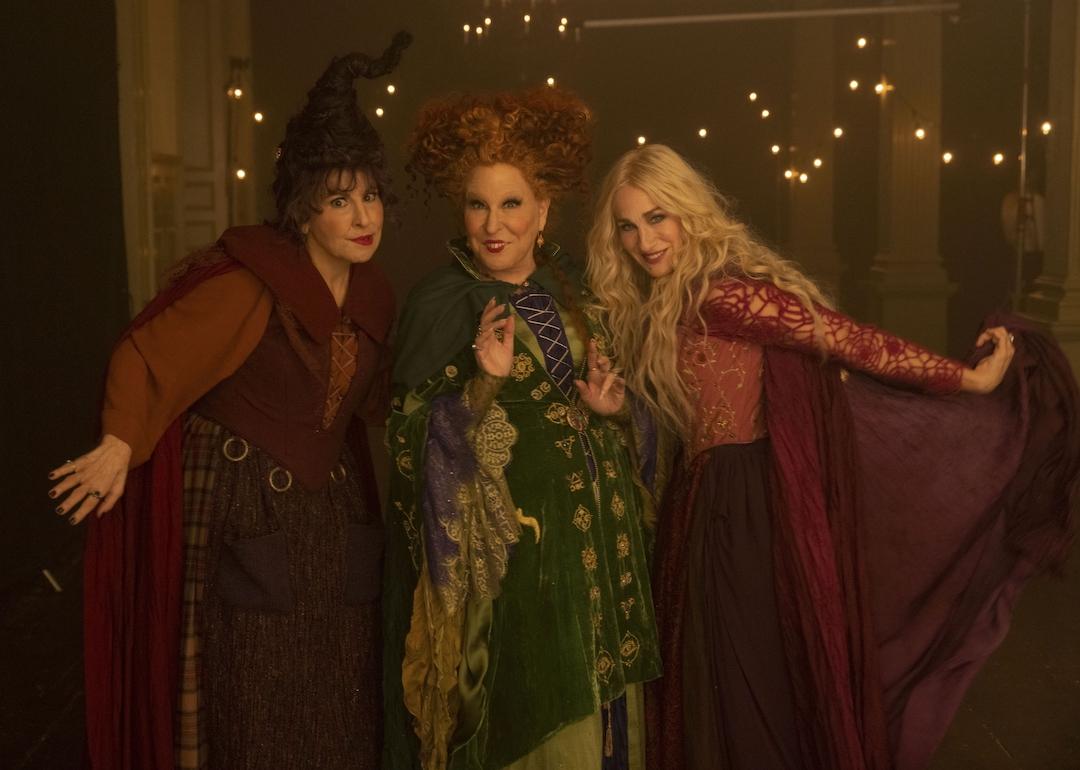 Kathy Najimy as Mary Sanderson, Bette Midler as Winifred Sanderson, and Sarah Jessica Parker as Sarah Sanderson in "Hocus Pocus 2"