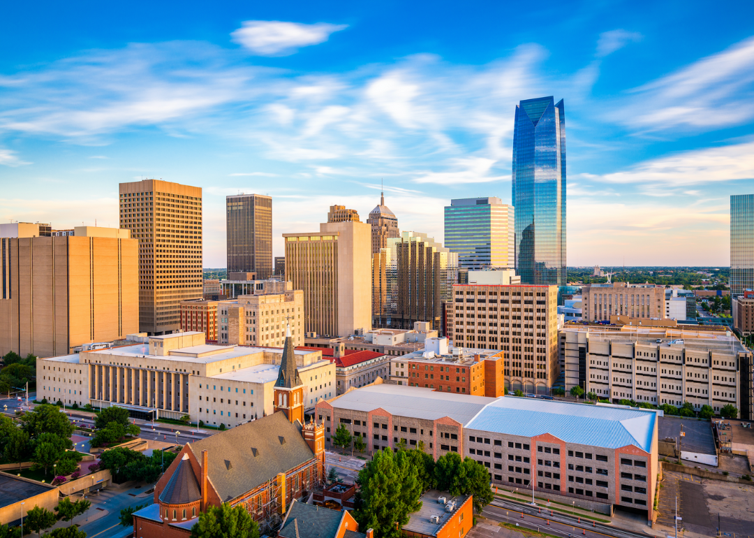 Aerial view of Oklahoma City skyline