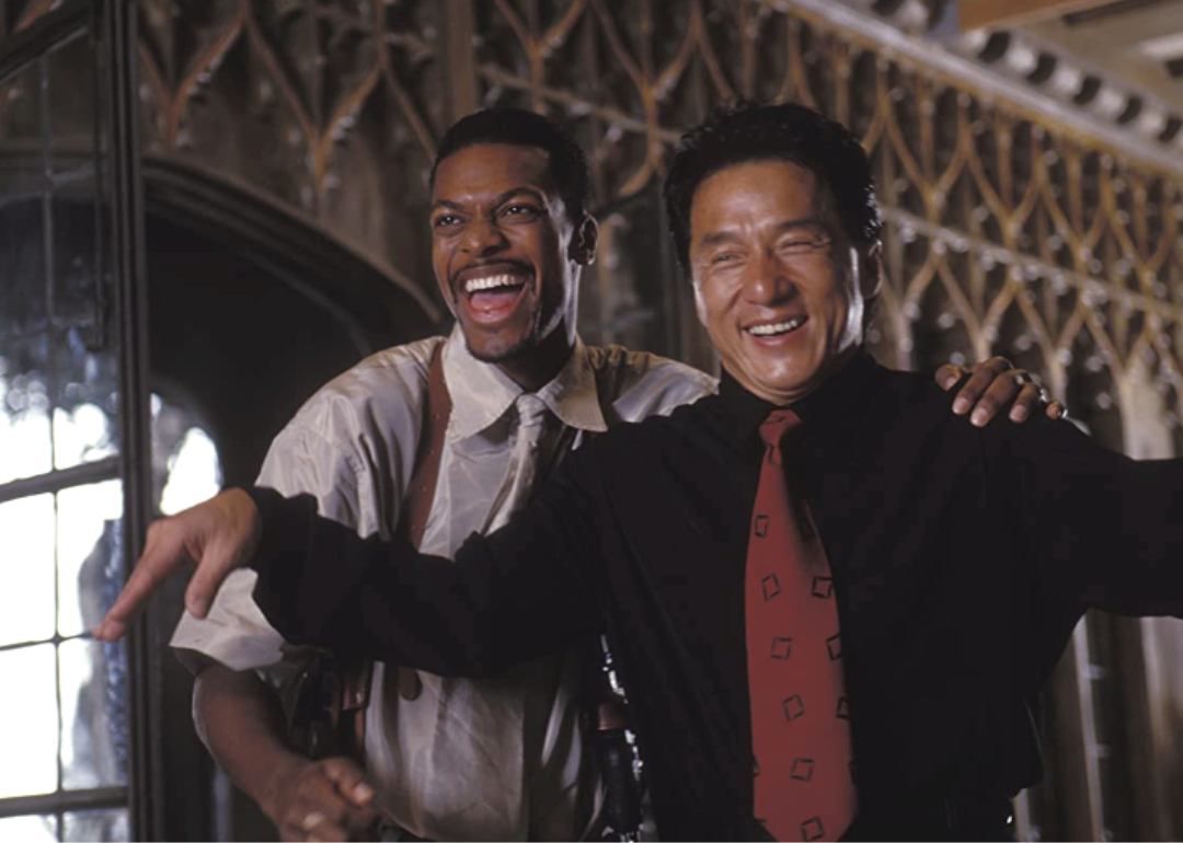 Chris Tucker and Jackie Chan laughing together.
