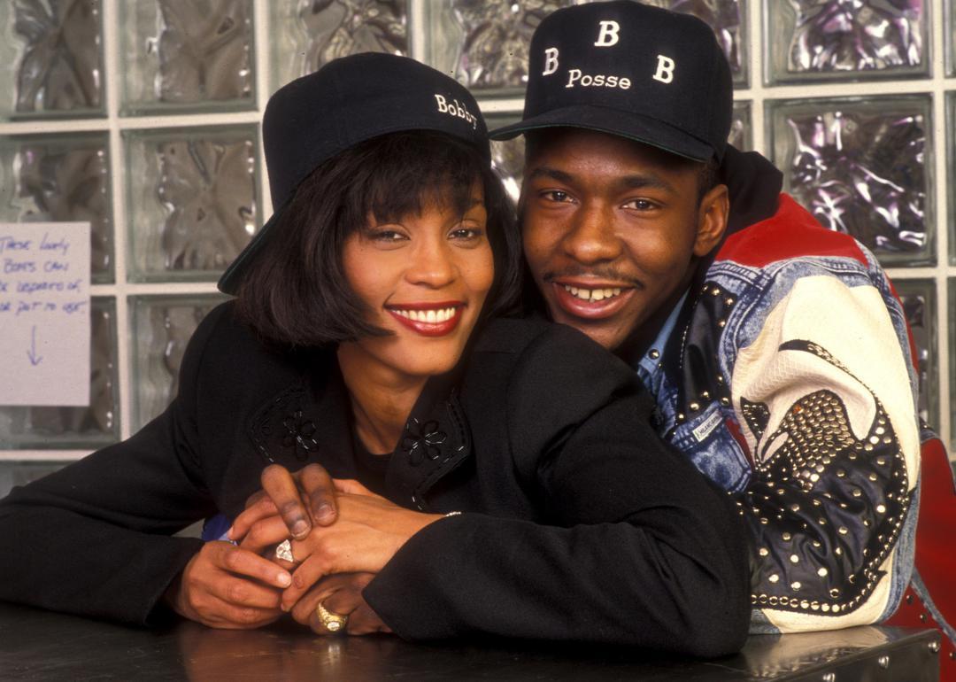 Whitney Houston and Bobby Brown pose for portrait.