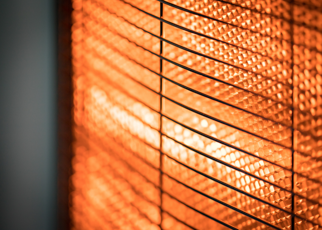 A closeup view of a space heater.