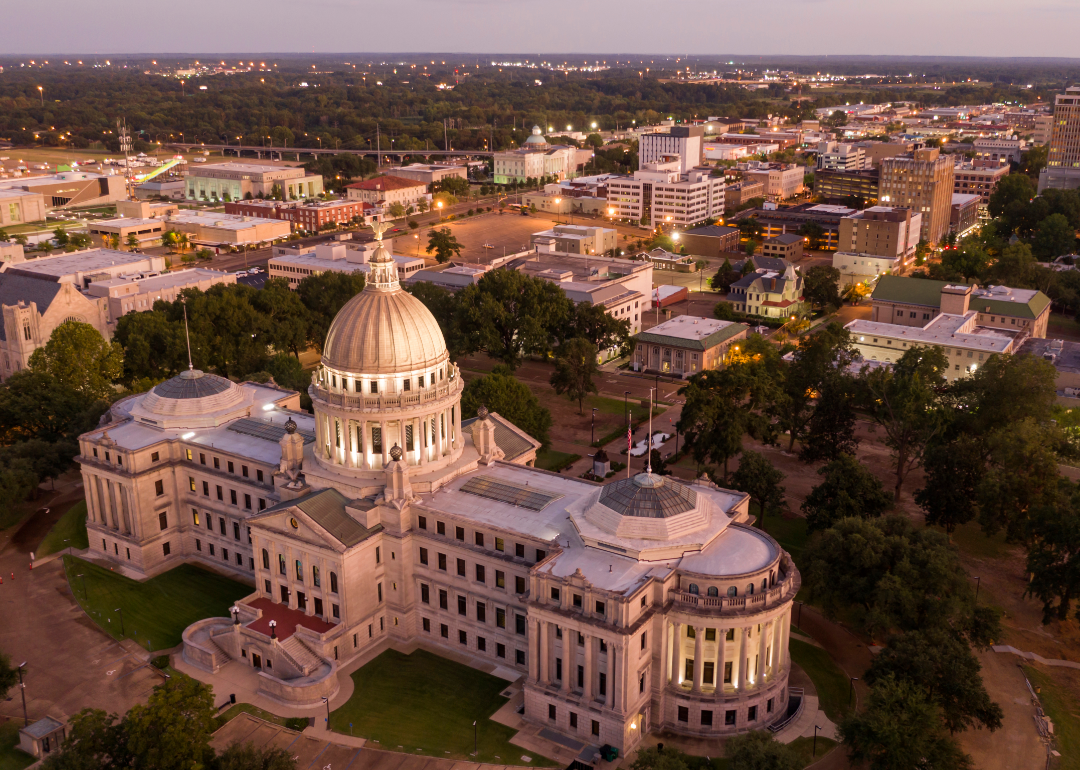 Aerial view of Jackson, Mississippi.