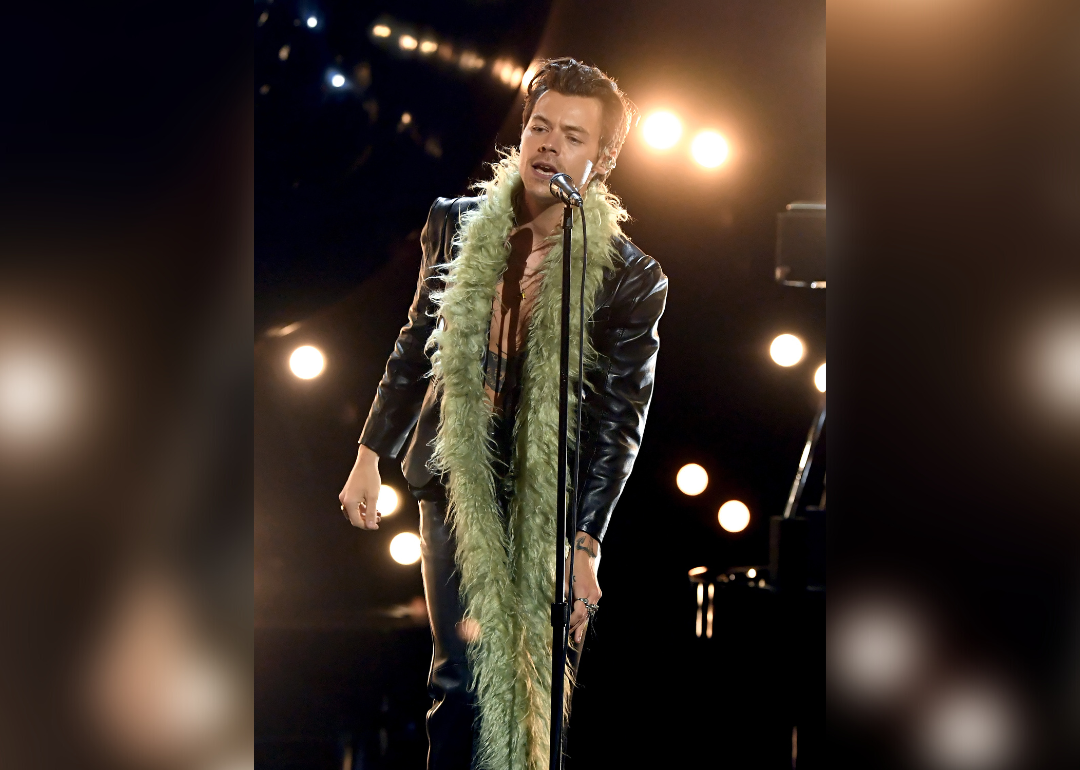 Harry Styles performs on stage at the 2021 Grammys.
