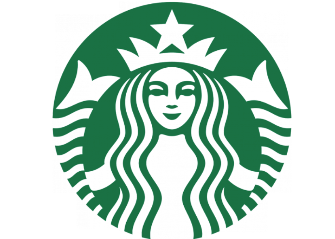 Green Starbucks siren logo.