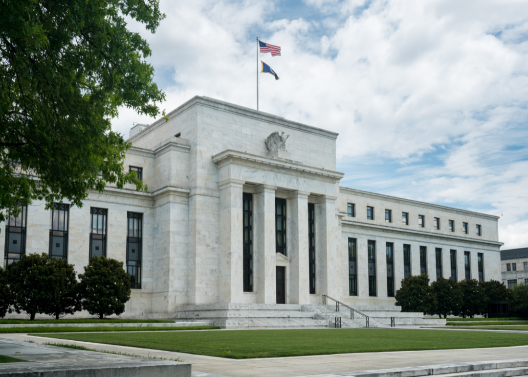 An exterior shot of a federal reserve building.