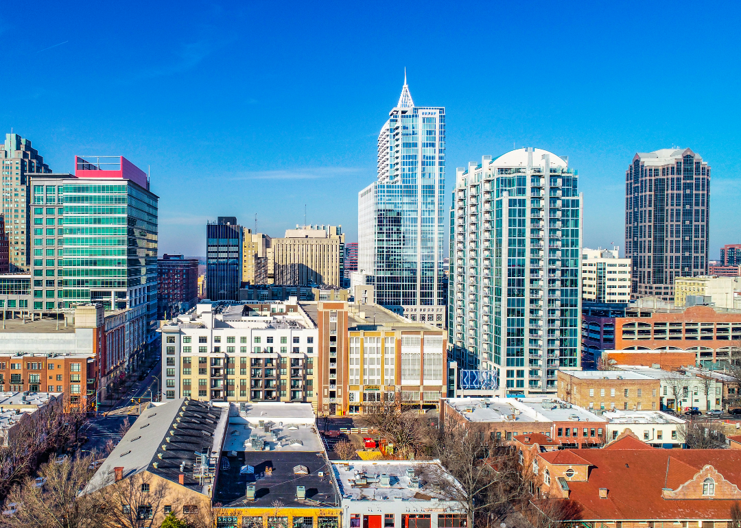 Aerial view of downtown Raleigh, North Carolina.