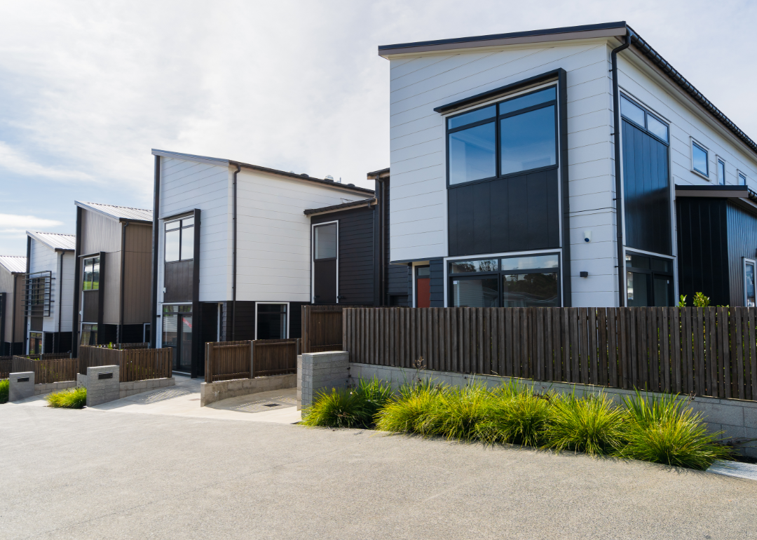 A row of newly-constructed, modern homes.