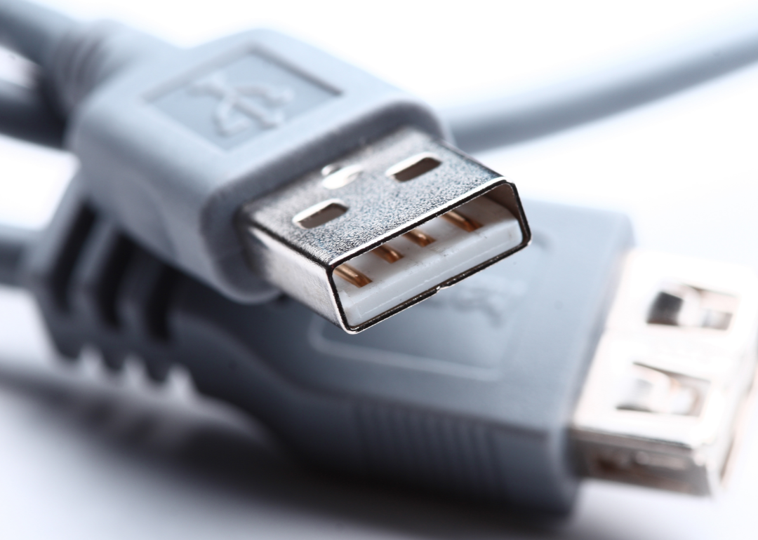 Close-up of a USB cord.