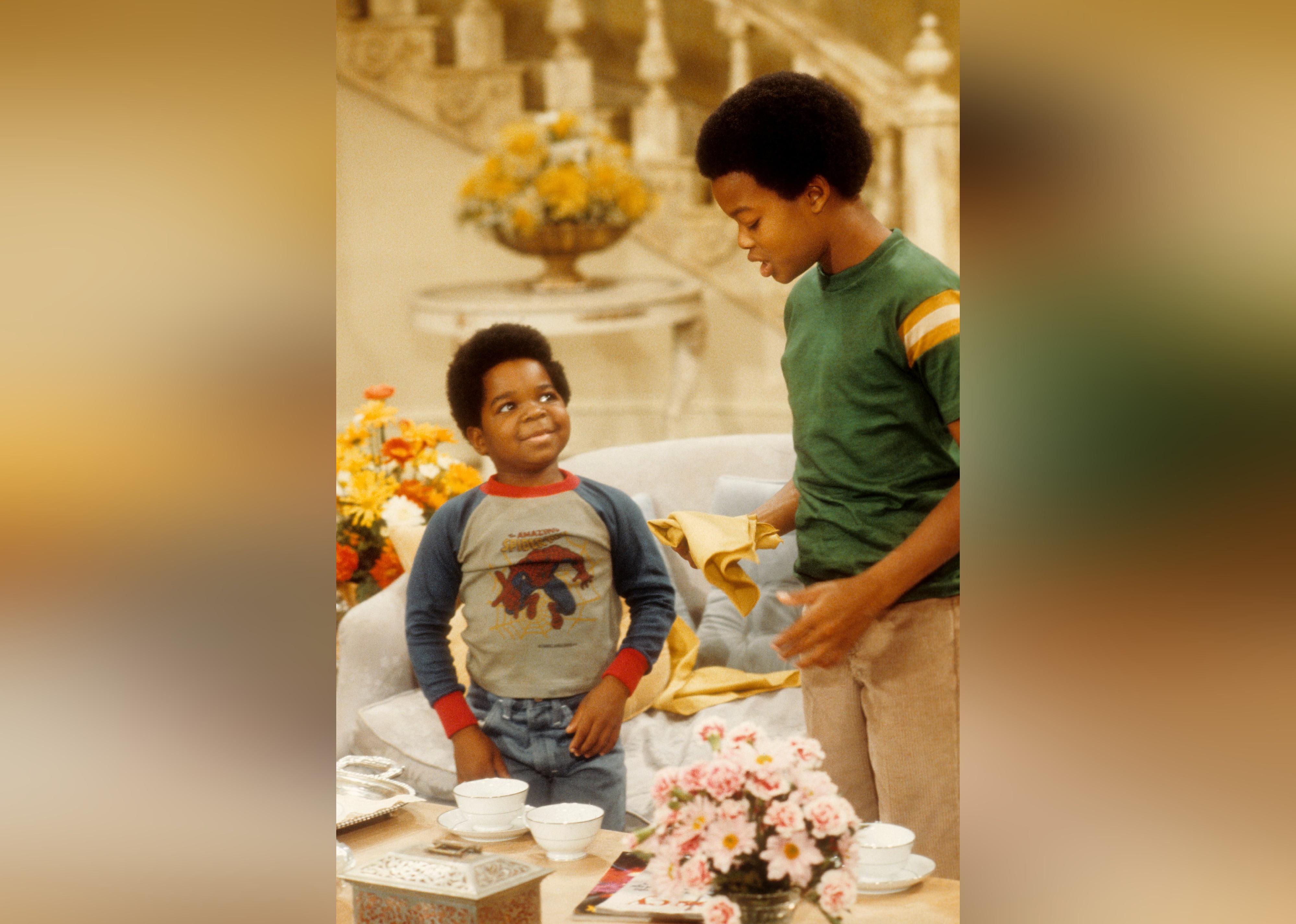 Actors Gary Coleman and Todd Bridges on the set of Diff'rent Strokes.