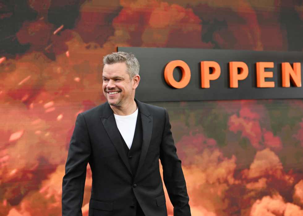 Matt Damon attends the UK Premiere of "Oppenheimer" at Odeon Luxe Leicester Square on July 13, 2023 in London, England. 