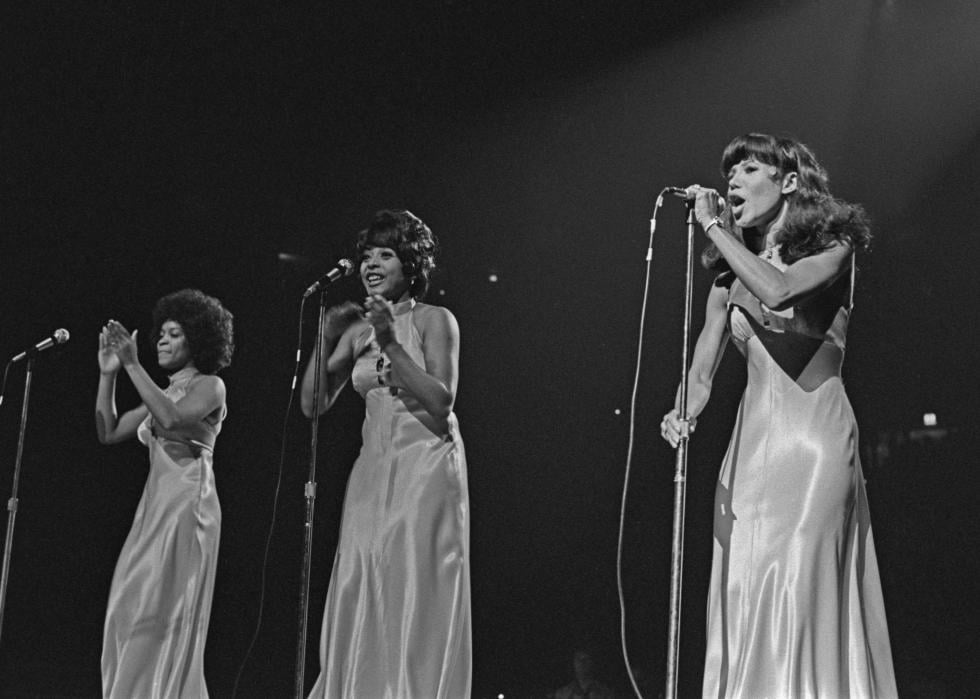 American girl group The Shirelles during one of the 'Rock & Roll Revival' concerts at Madison Square Gardens.