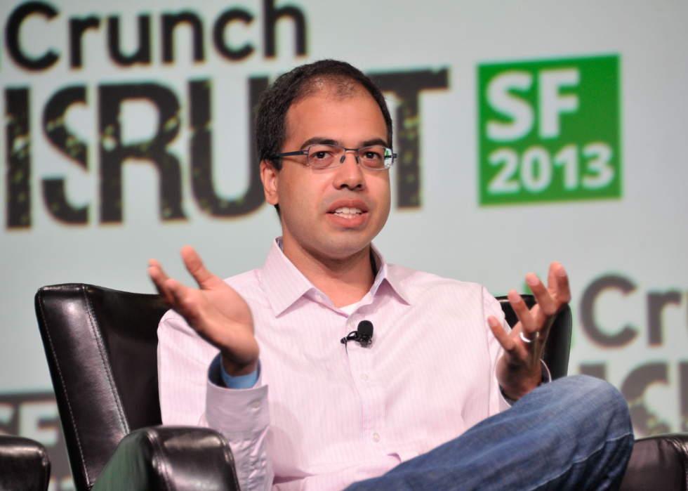 Sanjit Biswas attends a TechCrunch Disrupt event.