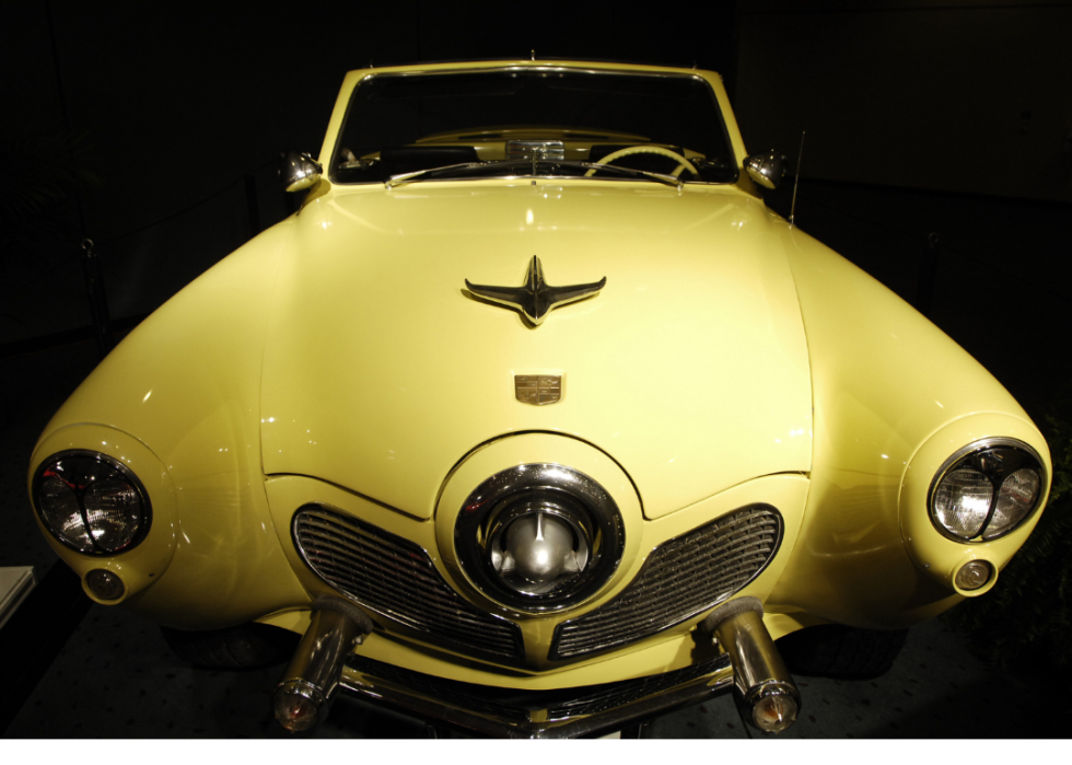 Press day at the Toronto Auto Show. 1951 Studebaker Commander convertible.