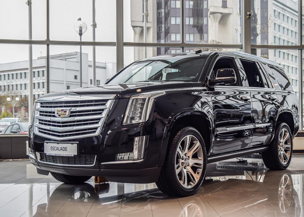 Cadillac Escalade in the dealer's showroom.