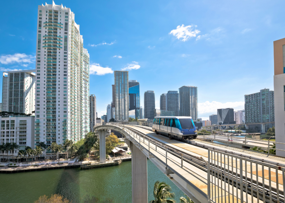 A monorail running through Miami