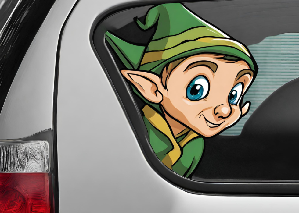 An elf window decal