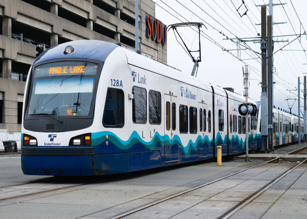 A Sound Transit light rail line operating in Seattle