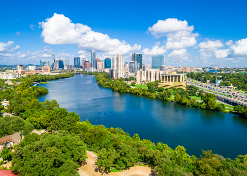 Aerial view of Austin Texas skyline.