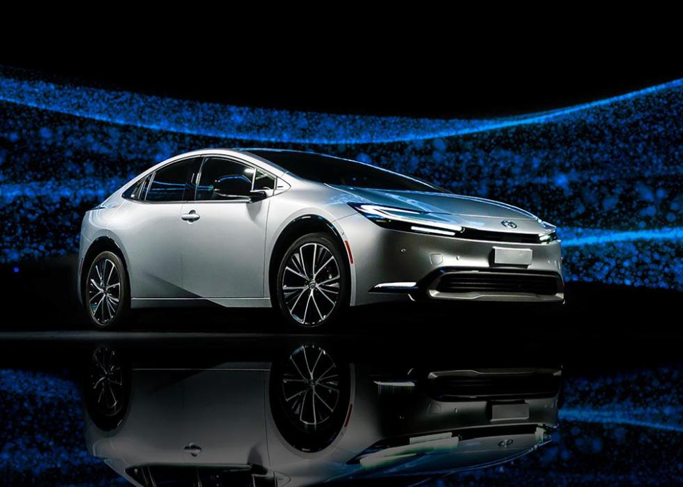 silver toyota prius against sparkly background