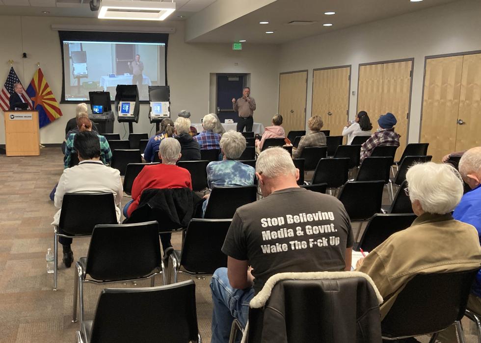 Audience of a voting equipment demonstration in Cochise County where some said they still didn’t trust the machines after being shown all of their security features