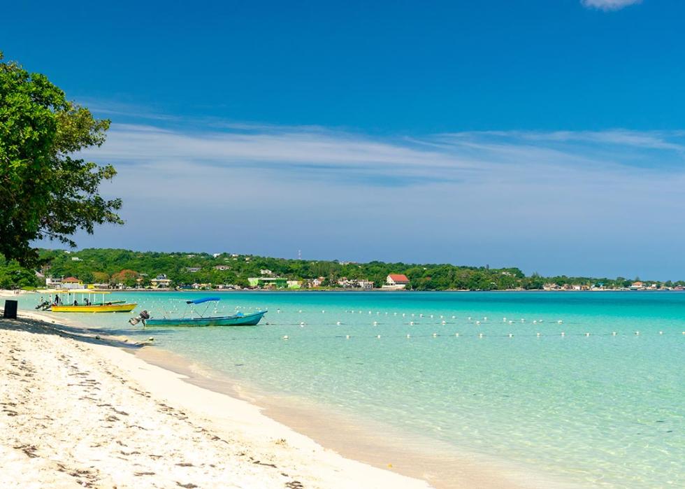 Sunny day along the Seven Mile Beach in tropical Negril, Jamaica