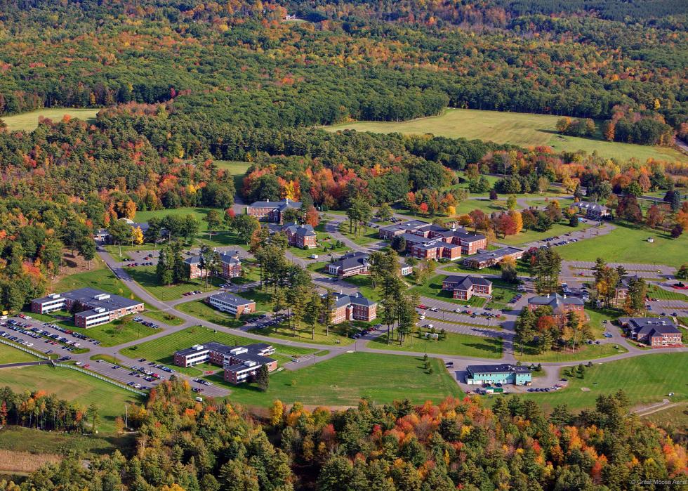 Aerial view of Unity Environmental University campus.