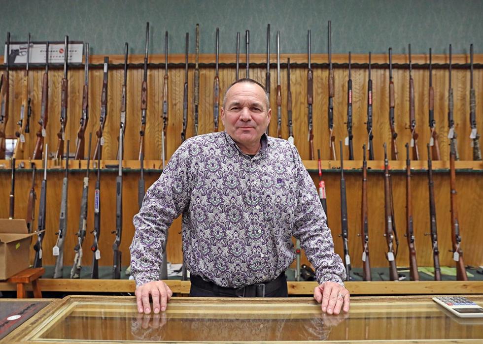 Patrick Jones, 52, of Redding, Shasta County Supervisor, District 4, at his business Jones' Fort gun shop in 2021.