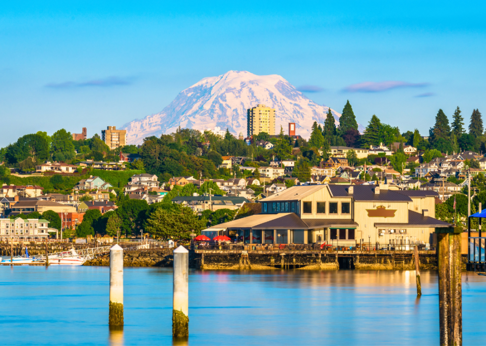 View of Mt. Rainer from Tacoma, Washington.