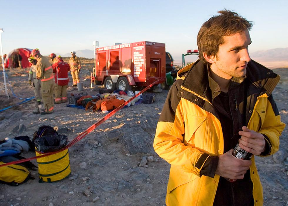 Josh Jones photographed during the site investigation.