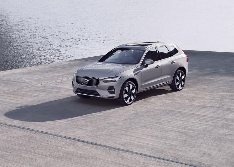 Silver Volvo XC60 parked on concrete.