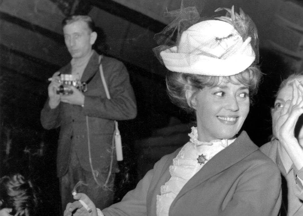 Jeanne Moreau on the set of "Jules and Jim."