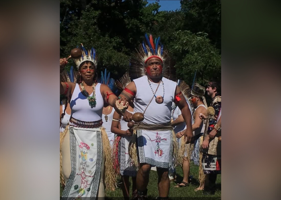 Kasike Atunwa Jorge Baracutay Estevez and Valerie Tureiyari Vargas of the Higuayagua Taino Tribe at an event.