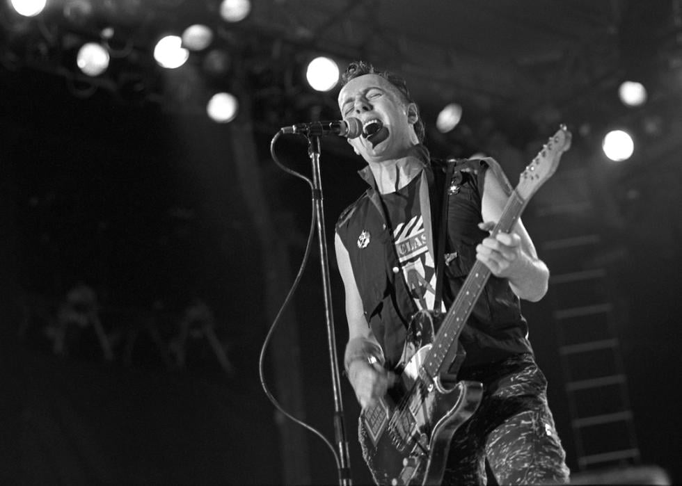 Joe Strummer of The Clash performing in 1982.