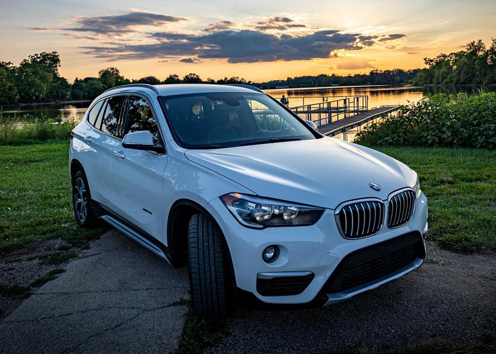 A white BMW X1 SUV.