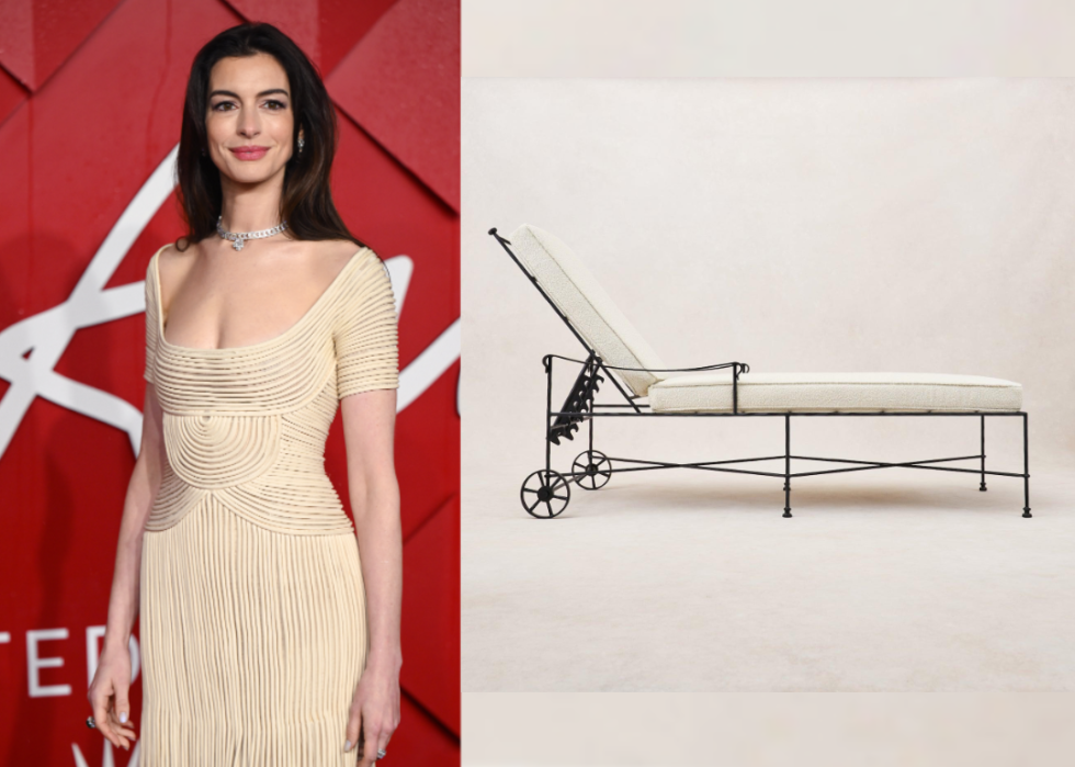 Composite image of Anne Hathaway next to Provence Chaise Lounge