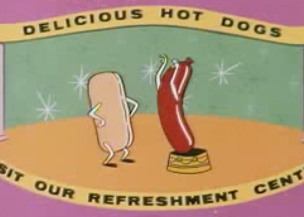 A hot dog commercial from a drive-in in the 1950s.