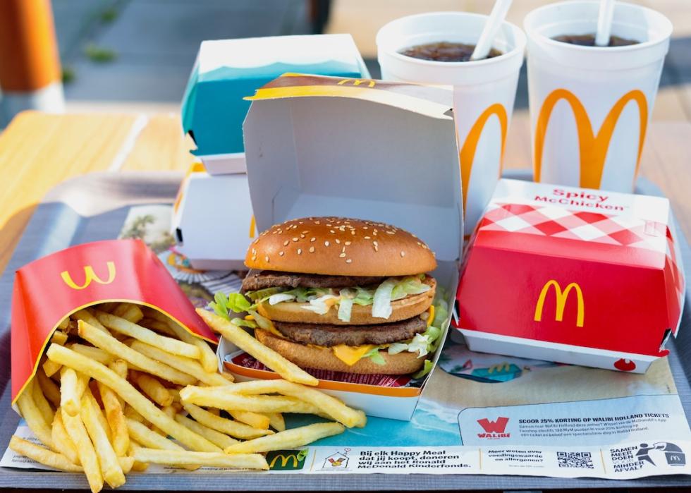 McDonald's meal sitting on a meal tray.
