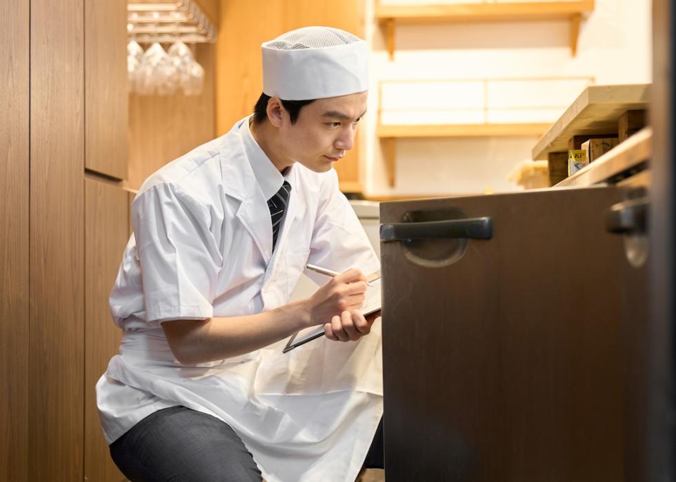 A chef managing inventory.