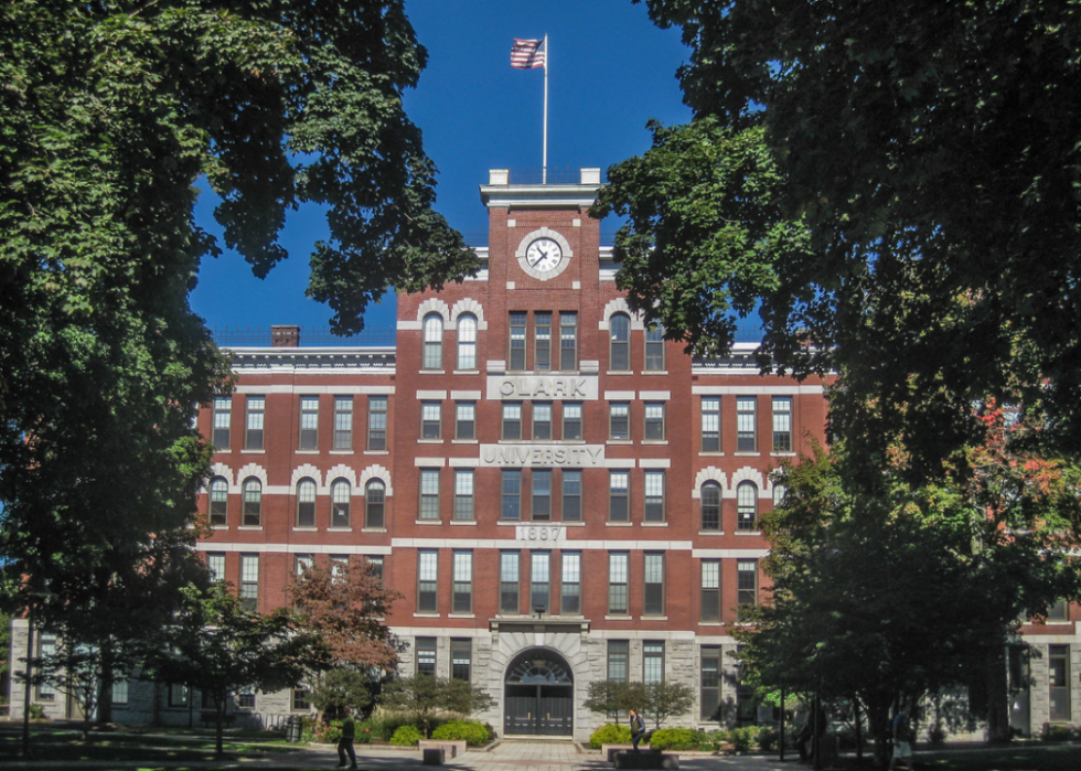 Brick building on the campus of Clark University.