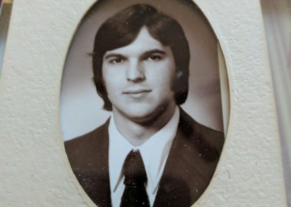 A black and white yearbook photo 