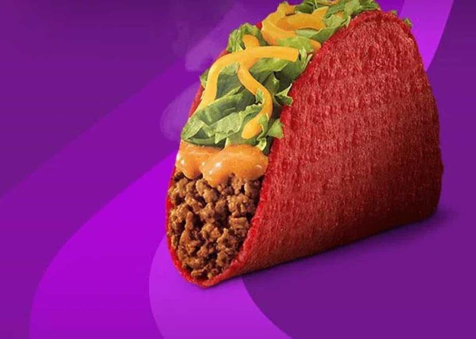 A Volcano Taco with a purple background