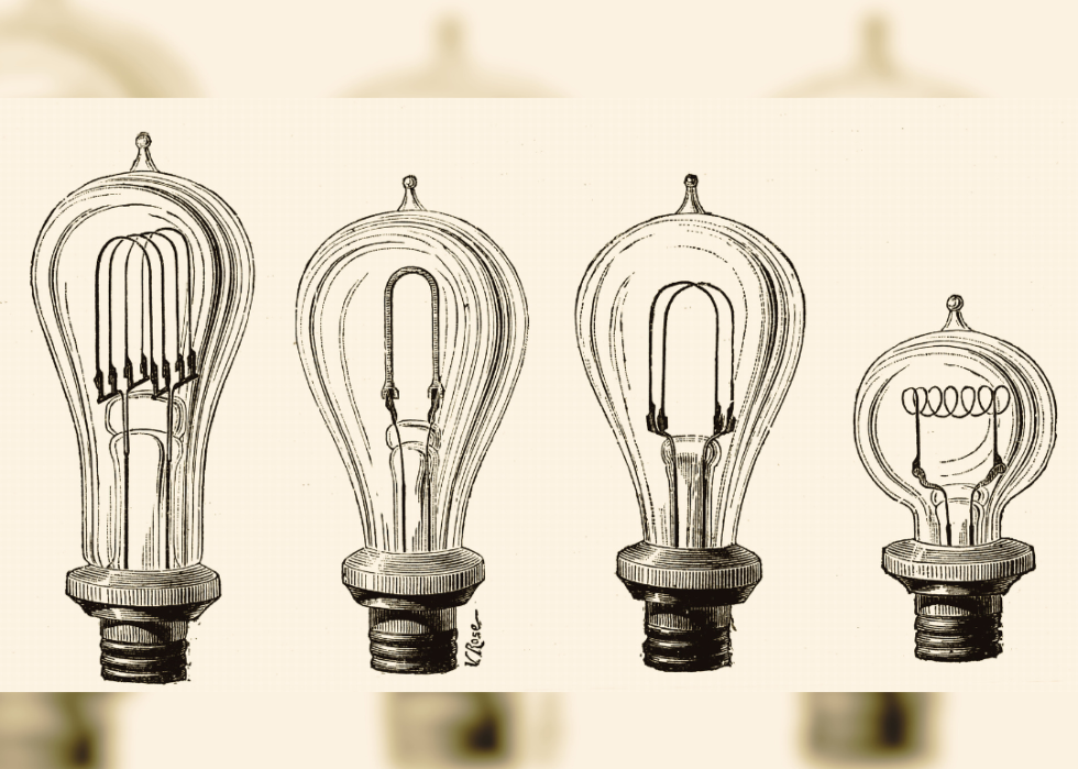Edison's incandescent lamps showing various forms of carbon filament.