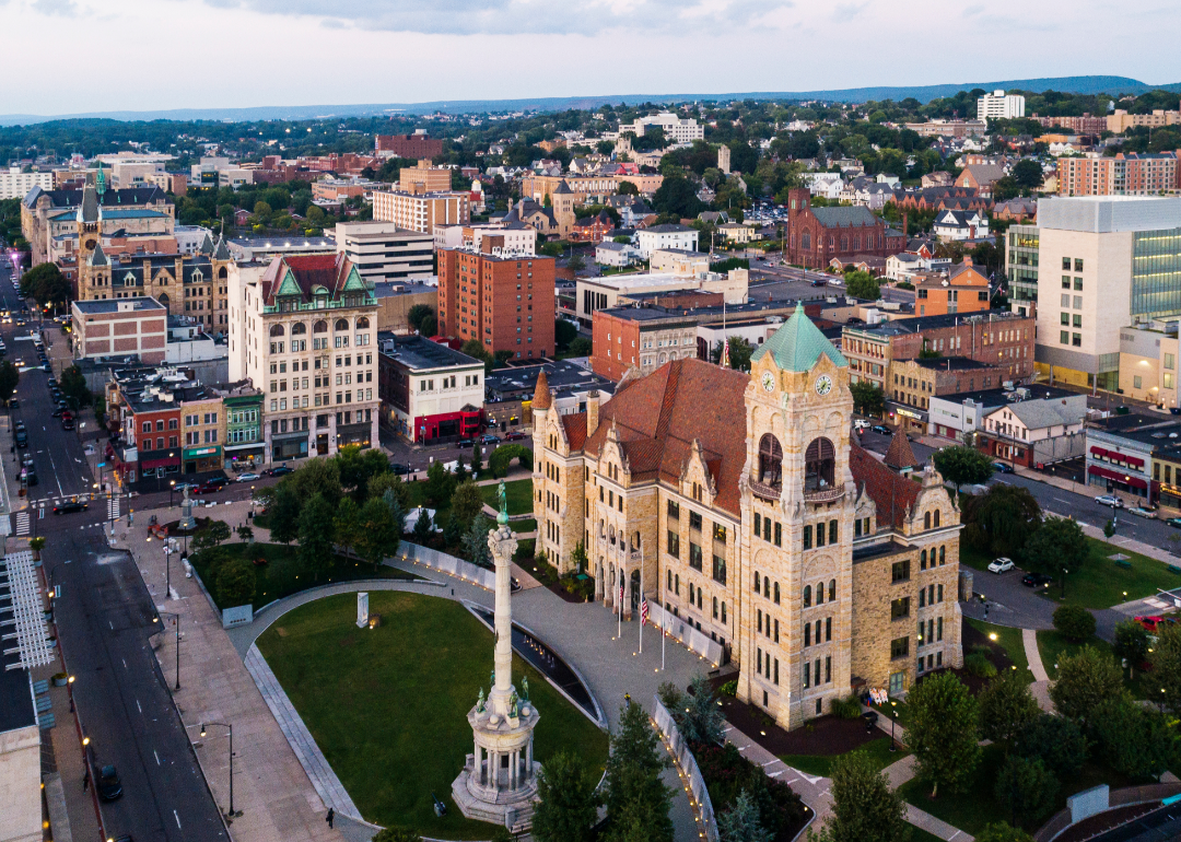 Aerial view of City Hall and downtown Scranton.