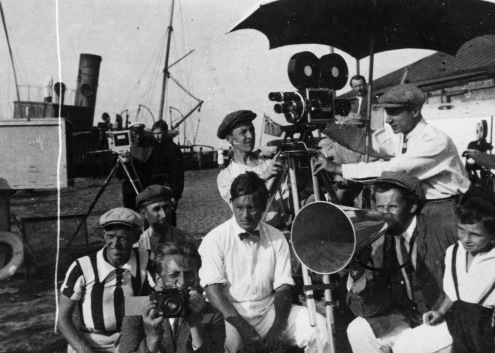 Sergei Eisenstein with crew on the set of 'The Battleship Potemkin’.