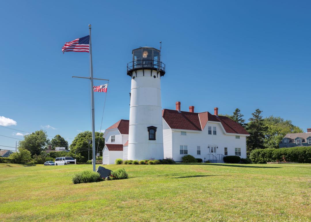 Chatham Lighthouse at sunny summer day in Cape Cod.