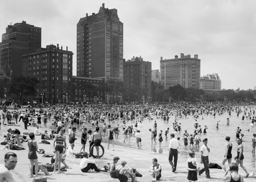 Summer crowds at Oak Street beach