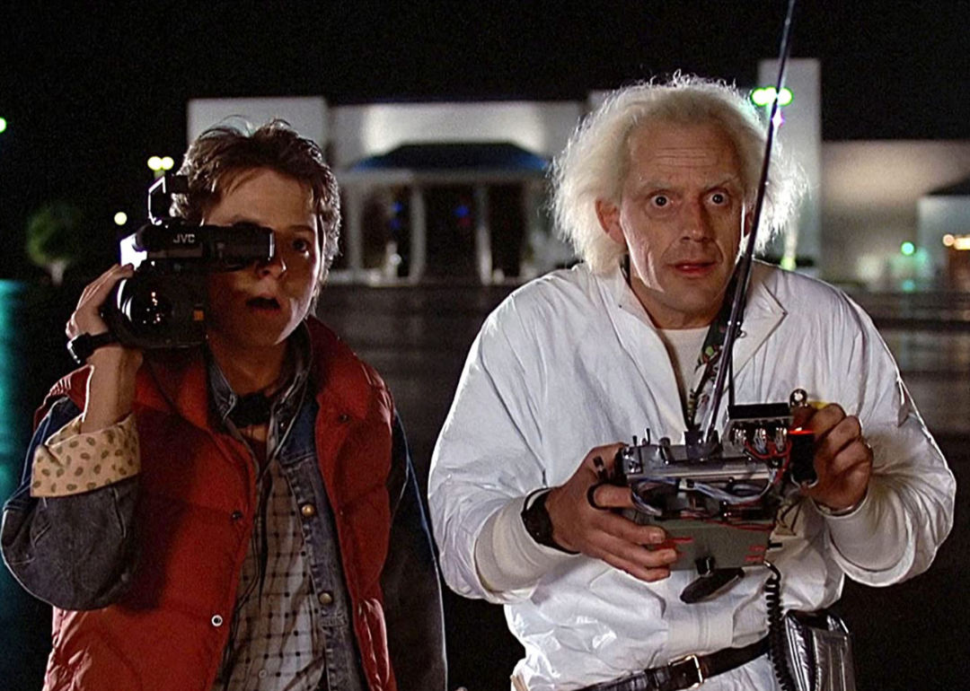 Michael J. Fox and Christopher Lloyd in a scene from ‘Back to the Future’