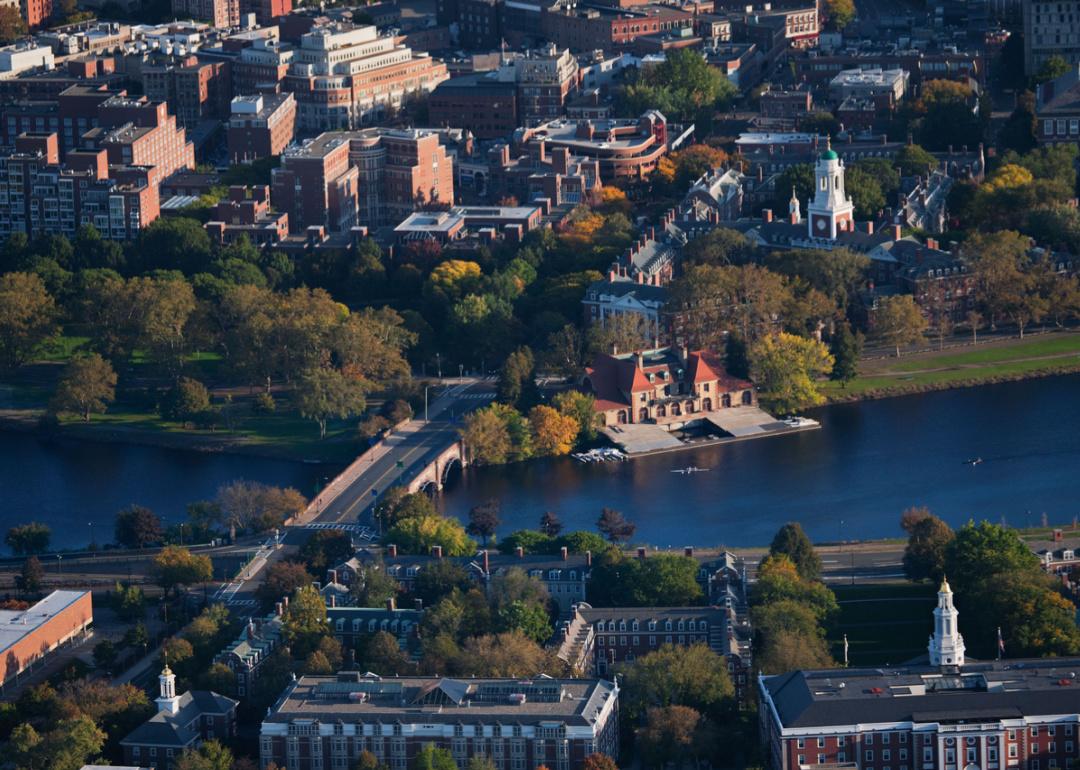 Aerial view of Cambridge and Anderson Memorial Bridge.